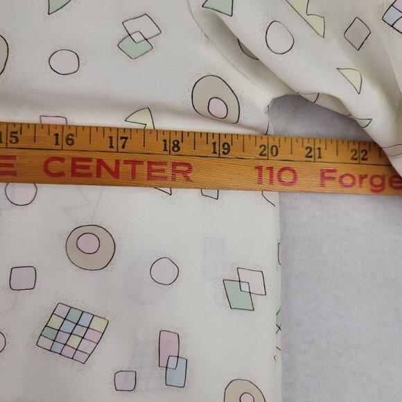 Vintage 80s Yves St. Clair Geometric Print Blouse Size 10 Deadstock Shoulder Pad - Picture 9 of 10